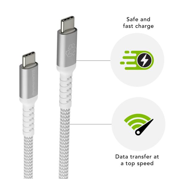 dbramante1928 re-charge - Braided oplaadkabel - USB-C naar USB-C - 100 Watt - 2,5 meter - Wit