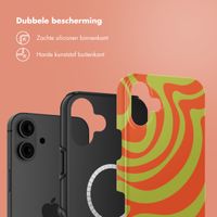 Selencia Vivid Backcover met MagSafe Apple iPhone 16 - Wavy Swirl Orange Fern