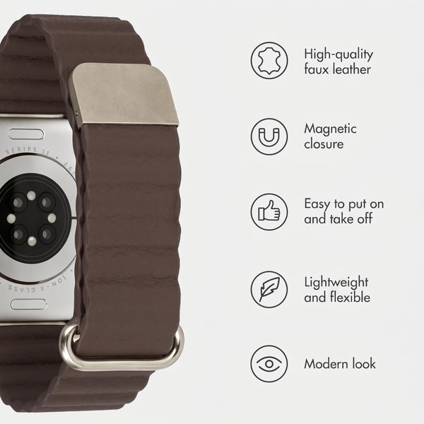 imoshion Magnetic Faux Leather Band Apple Watch | 44/45/46/49 mm - Dark Brown