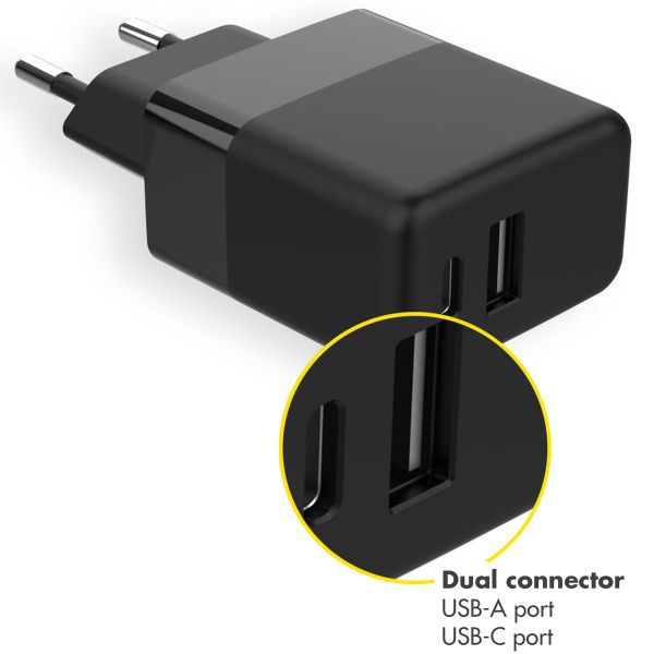 Accezz Wall Charger met USB-C naar USB kabel - Oplader - 20 Watt - 1 meter - Zwart