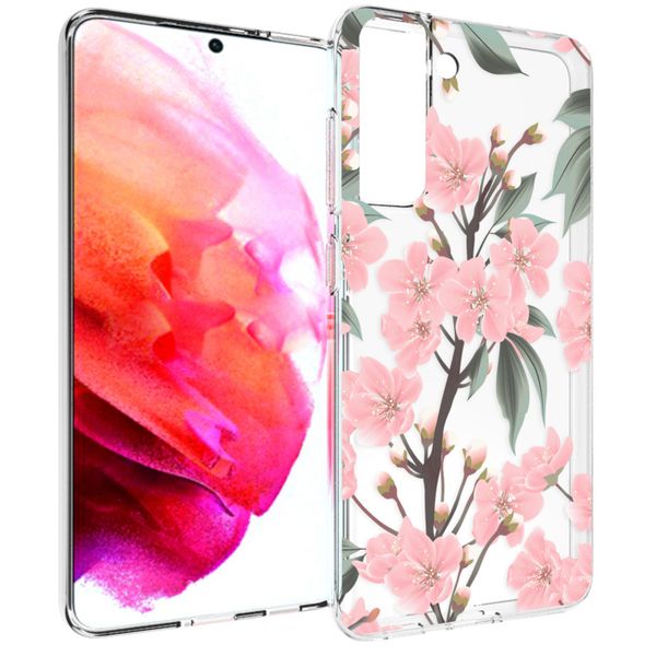 imoshion Design hoesje Samsung Galaxy S21 FE - Bloem - Roze / Groen