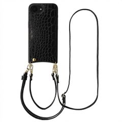 Selencia Nova Croco Phone Case with Cord and Card Holder Apple iPhone 17e / 16e - Black