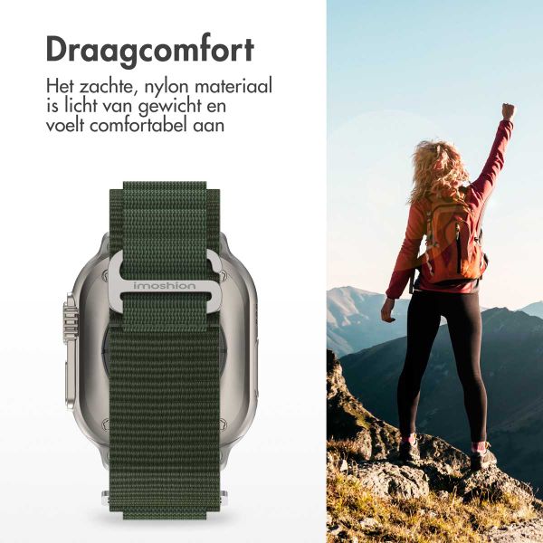 imoshion Nylon Alpine bandje Apple Watch Series 1 t/m 9 / SE (38/40/41 mm) | Series 10 (42 mm) - Groen