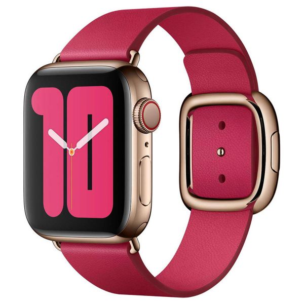 Apple Leather Band Modern Buckle Apple Watch Series 1-9 / SE - 38/40/41 mm / Series 10 - 42 mm - Maat S - Raspberry