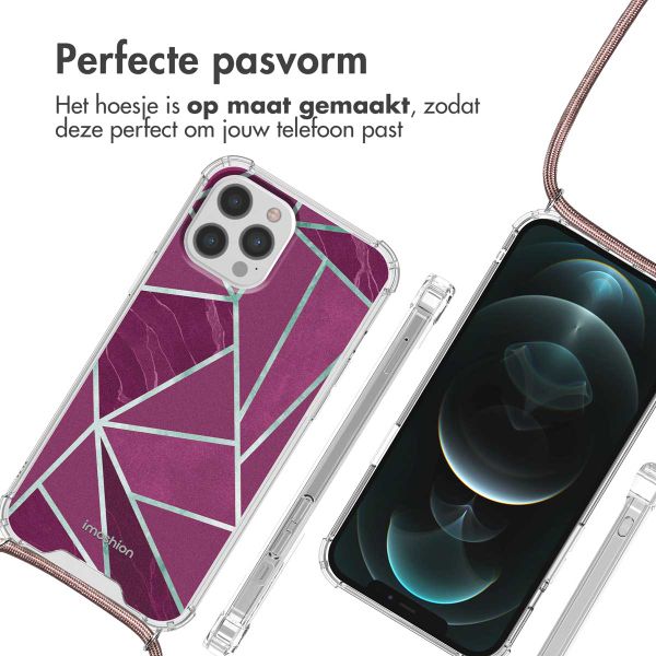 imoshion Design hoesje met koord Apple iPhone 12 (Pro) - Bordeaux Graphic