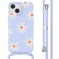 imoshion Siliconen design hoesje met koord iPhone 14 - Lila Flower Distance