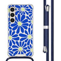 imoshion Design hoesje met koord Samsung Galaxy S23 Plus - Cobalt Blue Flowers Connect