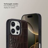 Selencia Nova Croco Telefoonhoes met Koord en Pashouder Apple iPhone 16 Pro - Choco Brown