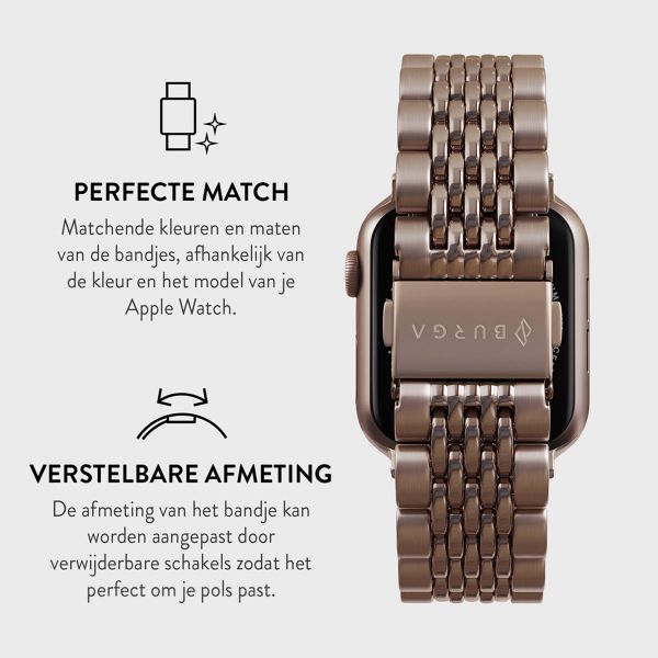 Burga Stalen bandje Apple Watch Series 1 t/m 9 / SE (38/40/41 mm) | Series 10 (42 mm) - Chic Royal - Rosé Goud