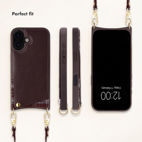 Selencia Nova Phone Case with Cord and Card Holder Apple iPhone 17 - Checks