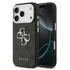 Guess 4G Metal Logo Backcover Apple iPhone 17 Pro Max - Silver Edge - Black