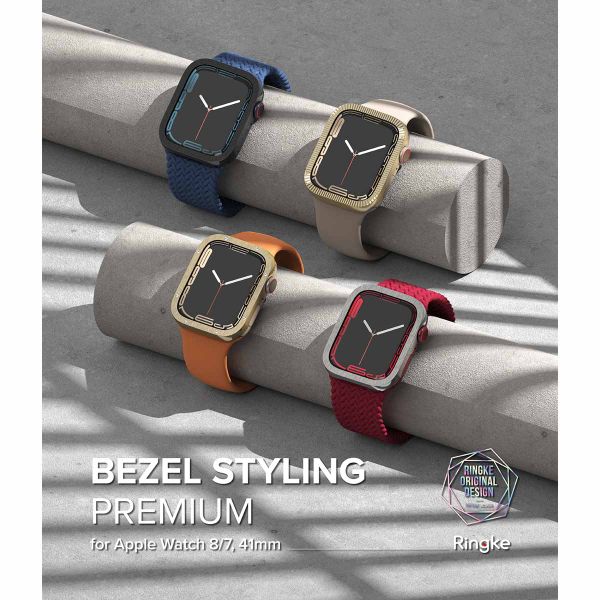 Ringke Bezel Styling Apple Watch Series 7 / 8 / 9 - 41 mm - Hairline Plain Silver