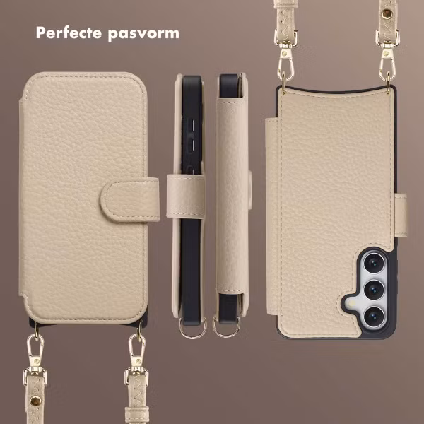 Selencia Riva Bookcase met MagSafe en Koord Samsung Galaxy S24 / S25 - Beige