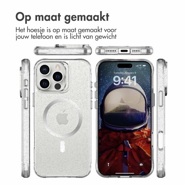 imoshion Clear Glitter Backcover met MagSafe Apple iPhone 16 Pro - Zilver