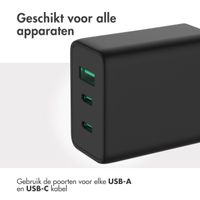 Accezz Power Pro GaN Ultra Fast Wall Charger - Oplader 2x USB-C & USB aansluiting - Snellader - Power Delivery - 65W - Zwart