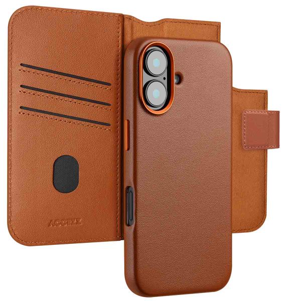 Accezz Leather Bookcase 2-in-1 met MagSafe iPhone 16  - Sienna Brown