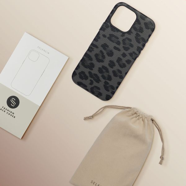 Selencia Sabi Backcover Panterprint met MagSafe Apple iPhone 16 Pro Max - Midnight Black