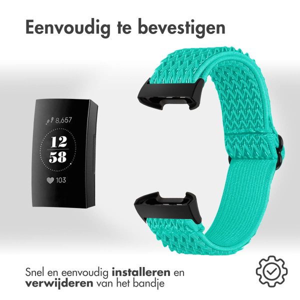 imoshion Elastisch nylon bandje Fitbit Charge 3 / 4 - Mintgroen