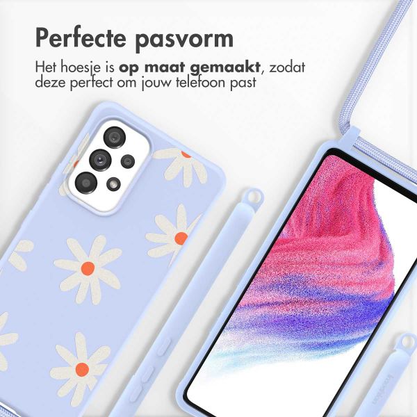 imoshion Siliconen design hoesje met koord Samsung Galaxy A53 - Lila Flower Distance