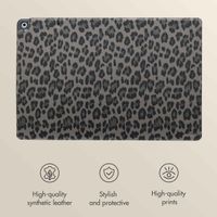 Selencia Sabi Bookcase with Leopard Print Apple iPad 9 (2021) 10.2 inch / iPad 8 (2020) 10.2 inch / iPad 7 (2019) 10.2 inch - Midnight Black