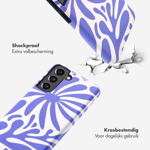 Selencia Vivid Tough Backcover Samsung Galaxy S21 FE - Modern Bloom Sapphire Blue