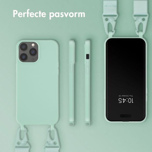 Selencia Siliconen hoesje met afneembaar koord Apple iPhone 13 Pro Max - Turquoise