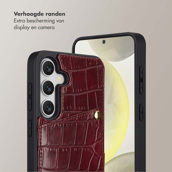 Selencia Nova Croco Telefoonhoes met Koord en Pashouder Samsung Galaxy S24 / S25 - Burgundy