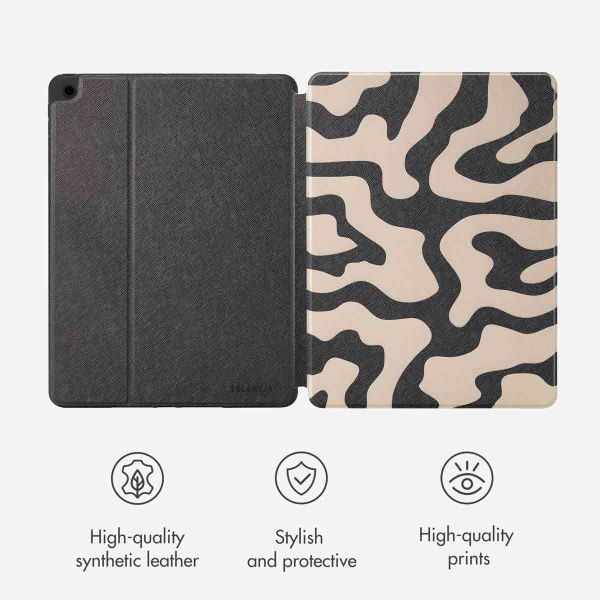 Selencia Vivid Tablet Case Apple iPad 9 (2021) 10.2 inch / iPad 8 (2020) 10.2 inch / iPad 7 (2019) 10.2 inch - Art Wave Black