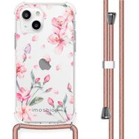 imoshion Design hoesje met koord iPhone 13 Mini - Bloem - Roze