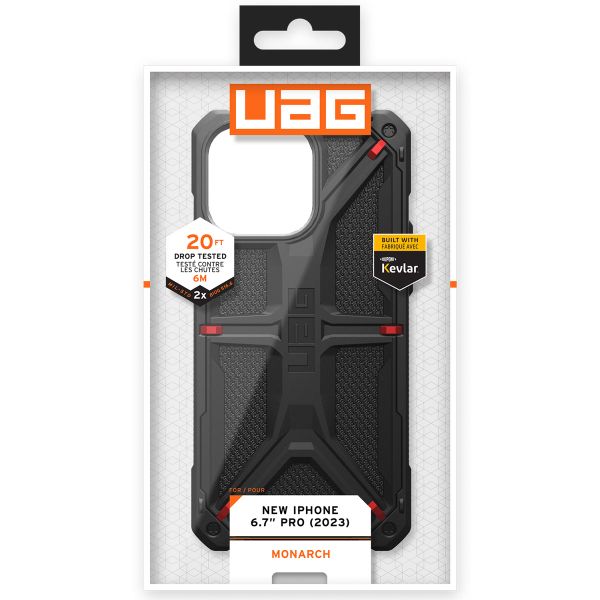 UAG Monarch Backcover Apple iPhone 15 Pro Max - Kevlar Black
