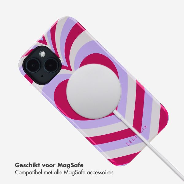 Selencia Vivid Tough Backcover met MagSafe iPhone 14 - Double Hearts Rubine Red Lilac