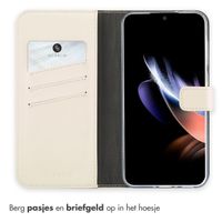 Selencia Echt Leren Bookcase Samsung Galaxy A36 / A56 - Greige