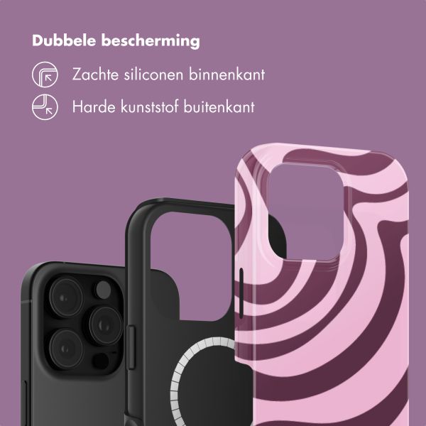 Selencia Vivid Backcover met MagSafe Apple iPhone 16 Pro - Wavy Swirl Pink Plum