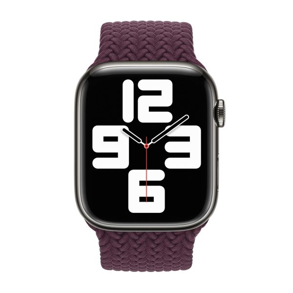 Apple Gevlochten solobandje Apple Watch | 44/45/46/49 mm - Maat 11 - Dark Cherry