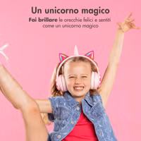 imoshion Draadloze Kinderkoptelefoon Unicorn LED Light - Decibelbegrenzer - Met AUX kabel - Pink / Hot Pink