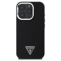 Guess Grained Triangle Case MagSafe Apple iPhone 16 Pro - Zwart