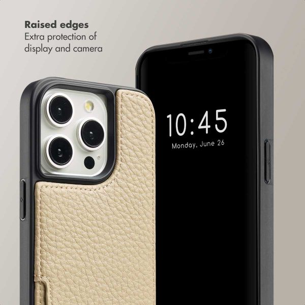 Selencia Nova Phone Case with Cord and Card Holder Apple iPhone 15 Pro - Beige