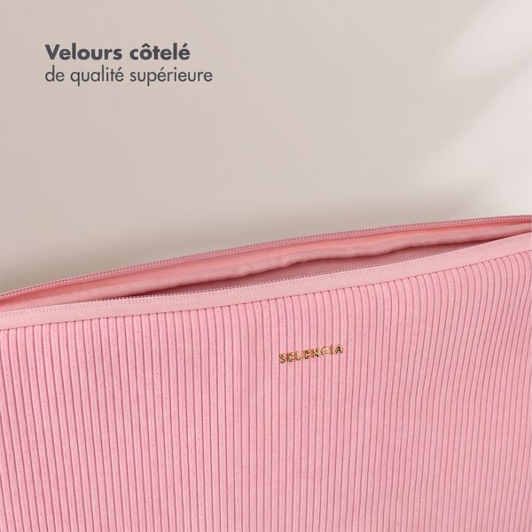 Selencia Corduroy Laptop hoes 15-16 inch - Laptopsleeve - Soft Blush