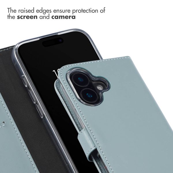 Selencia Genuine Leather Book Case Apple iPhone 16 - Air Blue