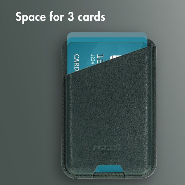 Accezz Magnetic Leather Card Holder - Compatible with Apple Find My - Cedar Green