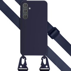 Selencia Siliconen hoesje met afneembaar koord Samsung Galaxy A35 - Donkerblauw