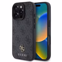 Guess 4G Metal Logo Backcover MagSafe Apple iPhone 16 Pro - Zwart