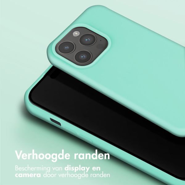 Selencia Siliconen hoesje met afneembaar koord Apple iPhone 15 Pro - Turquoise