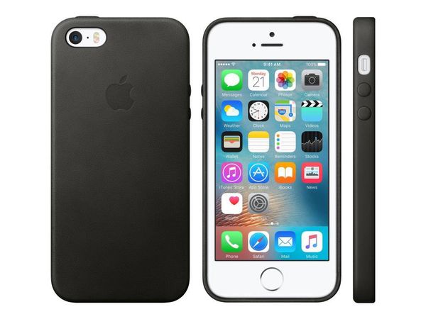 Apple Leather Backcover Apple iPhone SE (2016) / 5 / 5s - Zwart