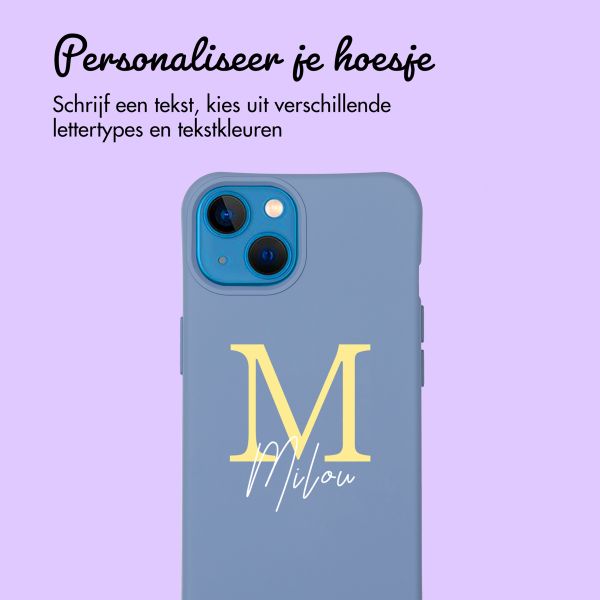 Gepersonaliseerd Color Backcover MagSafe met afneembaar koord en letter  iPhone 13 - Ash Blue