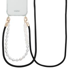 Selencia Telefoonkoorden Set met Parels en Schelpen - Midnight Black
