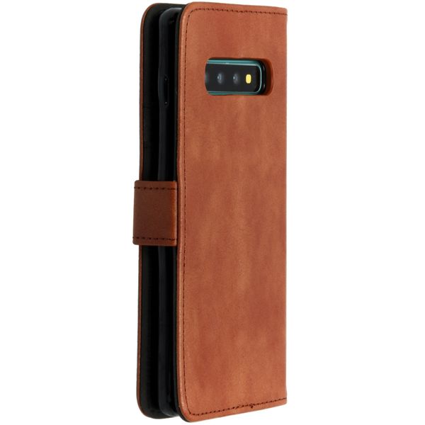 Luxe Lederen Bookcase Samsung Galaxy S10 Plus - Bruin