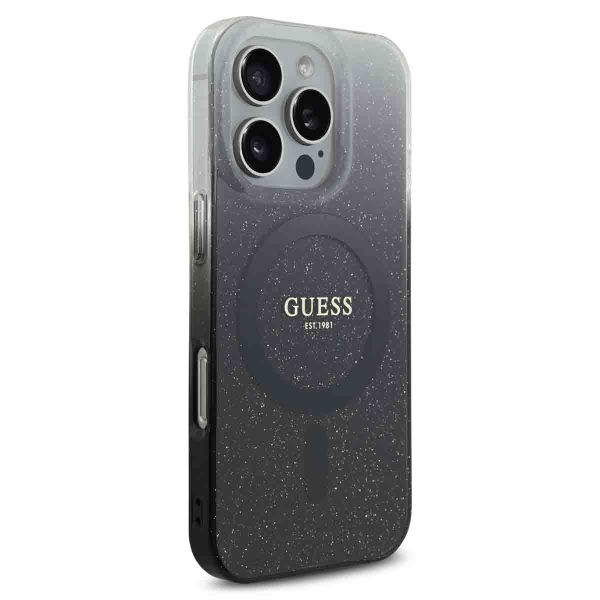 Guess MagSafe IML Glitter Gradient Case Apple iPhone 16 Pro Max - Zwart