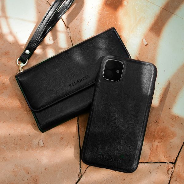 Selencia Eny Uitneembare Vegan Lederen Clutch iPhone Xr - Zwart