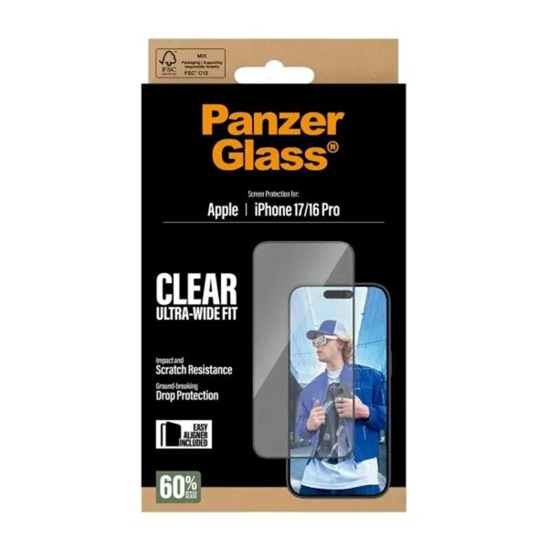 PanzerGlass Ultra-Wide Fit Anti-Bacterial Screenprotector incl. applicator Apple iPhone 17